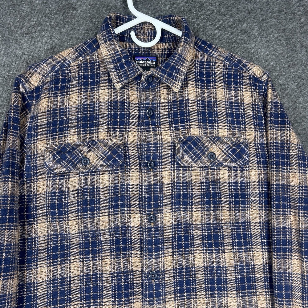 Patagonia Mens Small Blue Plaid Fjord Flannel Long Sleeve Button Up Shirt 53947